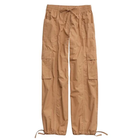 Aerie NWT High Waisted Go-For-It Baggy Cargo Pants Sinched Ankle Tan Size Small - Picture 1 of 7